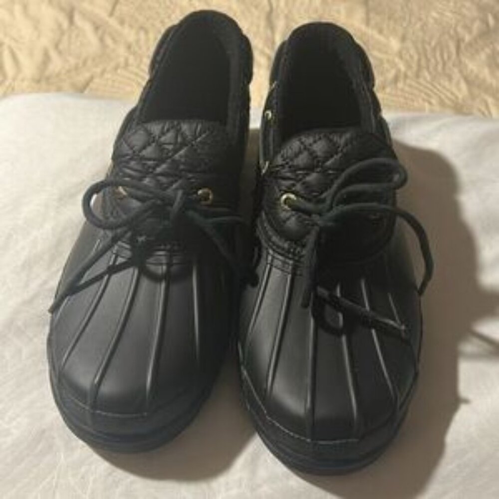 Sperry Top-Sider Black Rubber Low Duck Boots STS95272 Waterproof Womens Sz 9.5